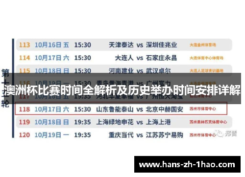 澳洲杯比赛时间全解析及历史举办时间安排详解